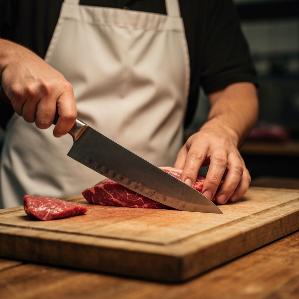 Artisan butcher at work